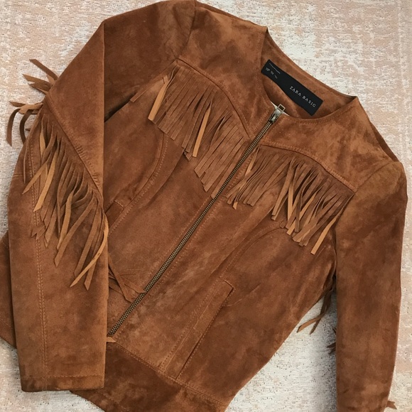 zara suede fringe jacket